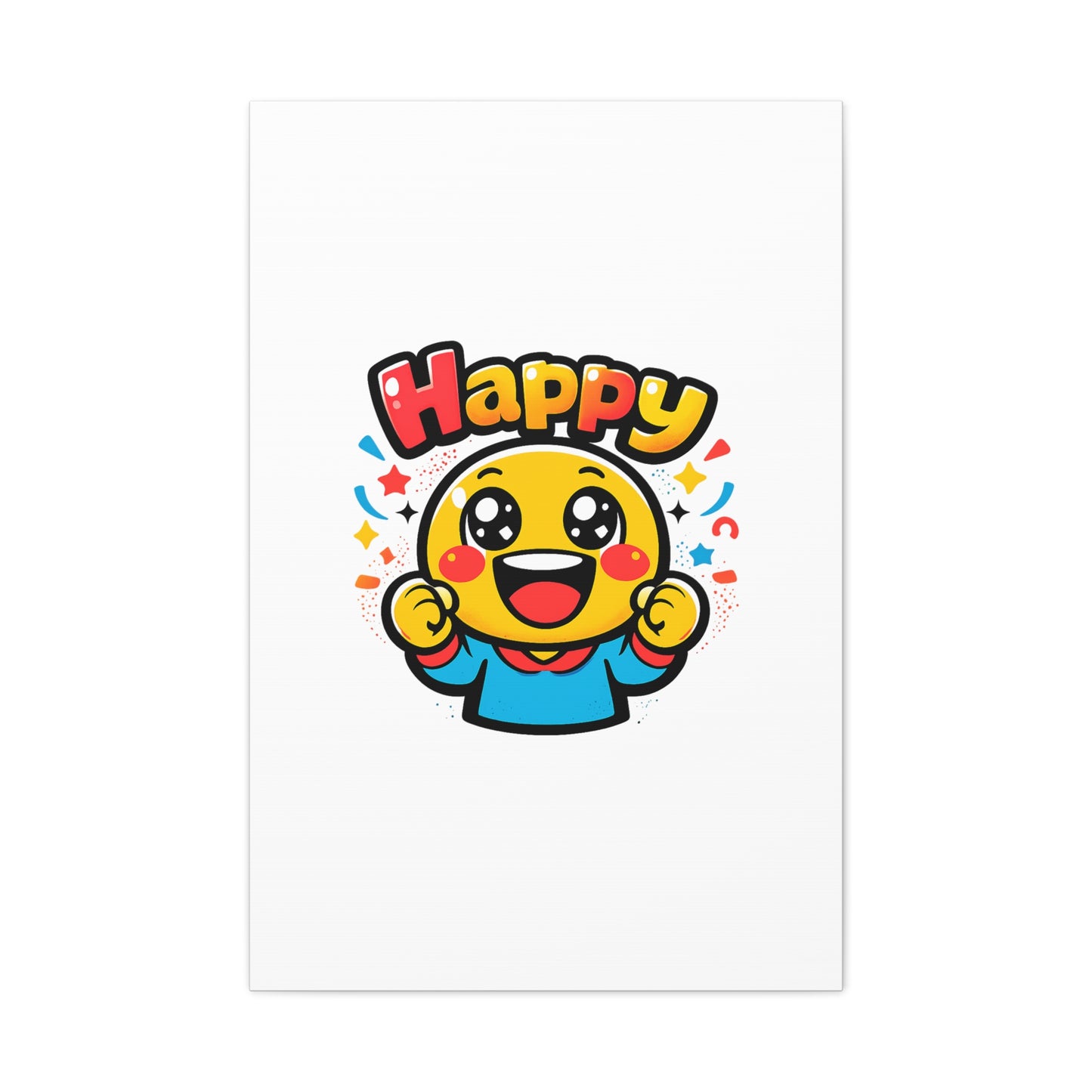 Happy Emoji Cartoon Canvas | Bold Cartoon, Thick Outline, Kawaii Minimal