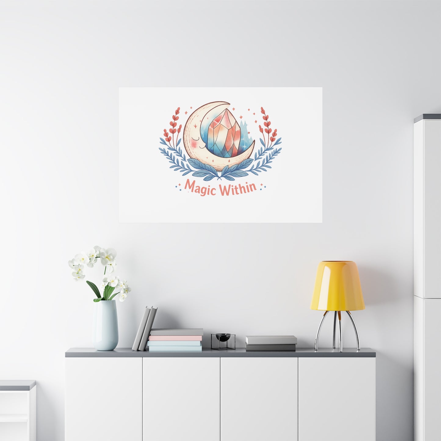 Magic Within Moon Crystal Canvas | witchcore, moon phase, crystals