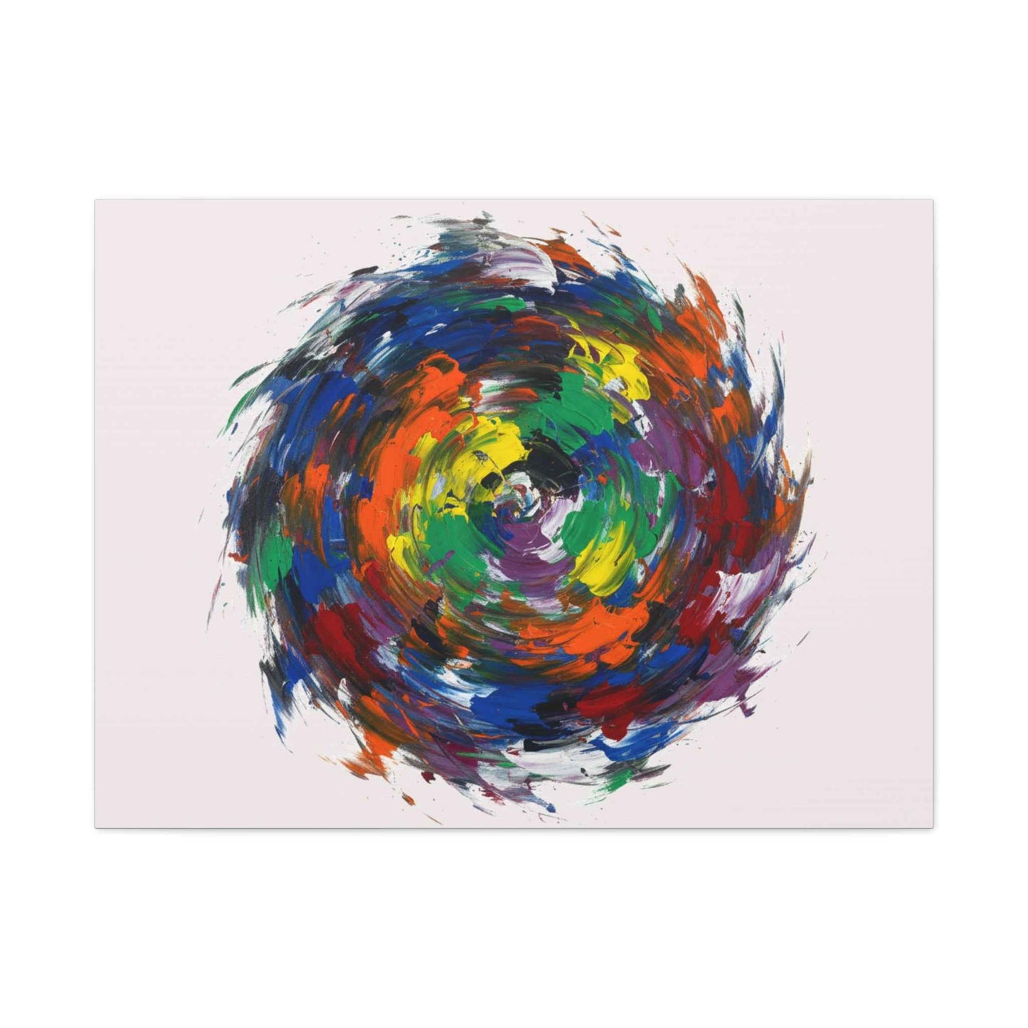 Abstract Color Swirl Canvas - Vibrant Circular Brushstroke Wall Art (Matte Stretched)