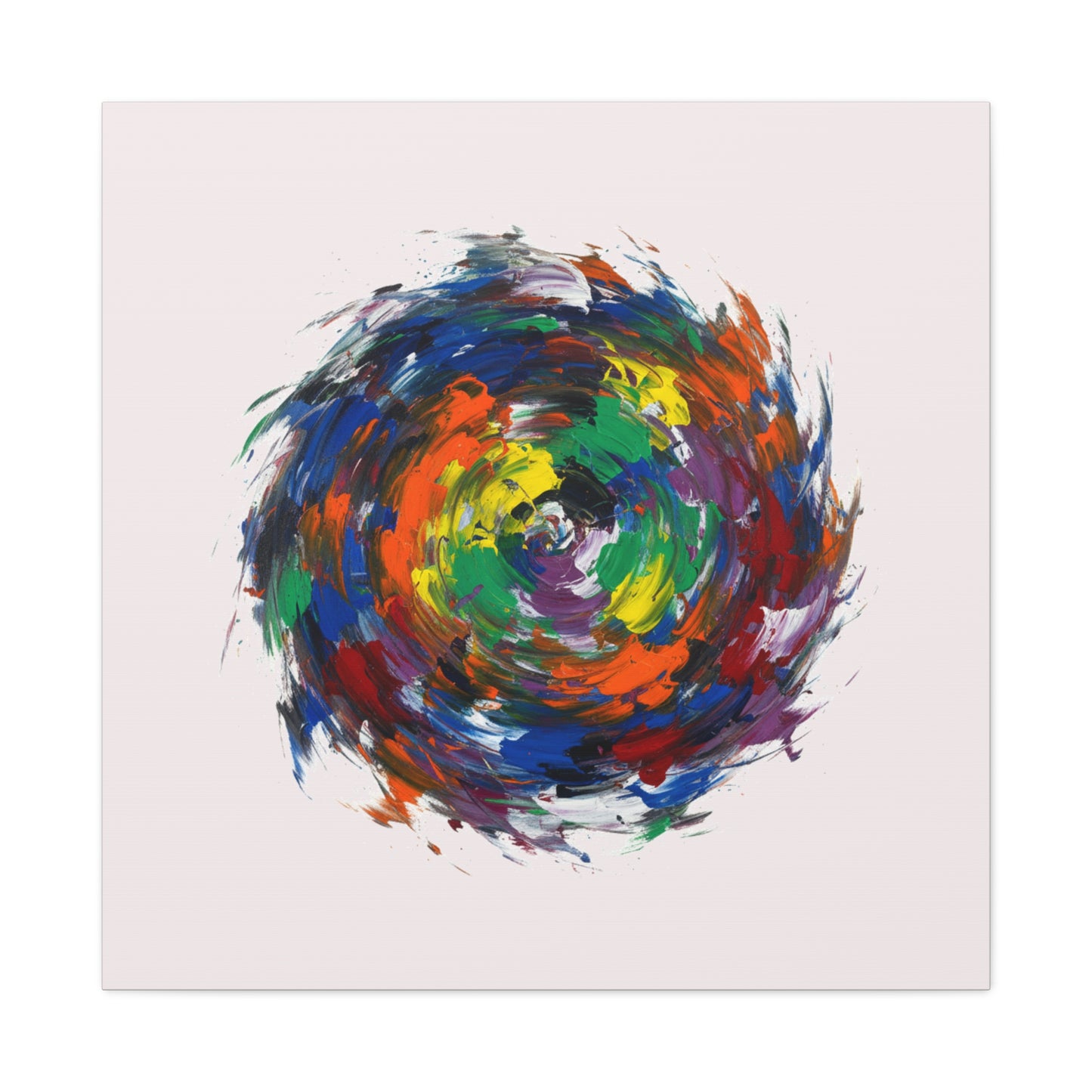 Abstract Color Swirl Canvas - Vibrant Circular Brushstroke Wall Art (Matte Stretched)