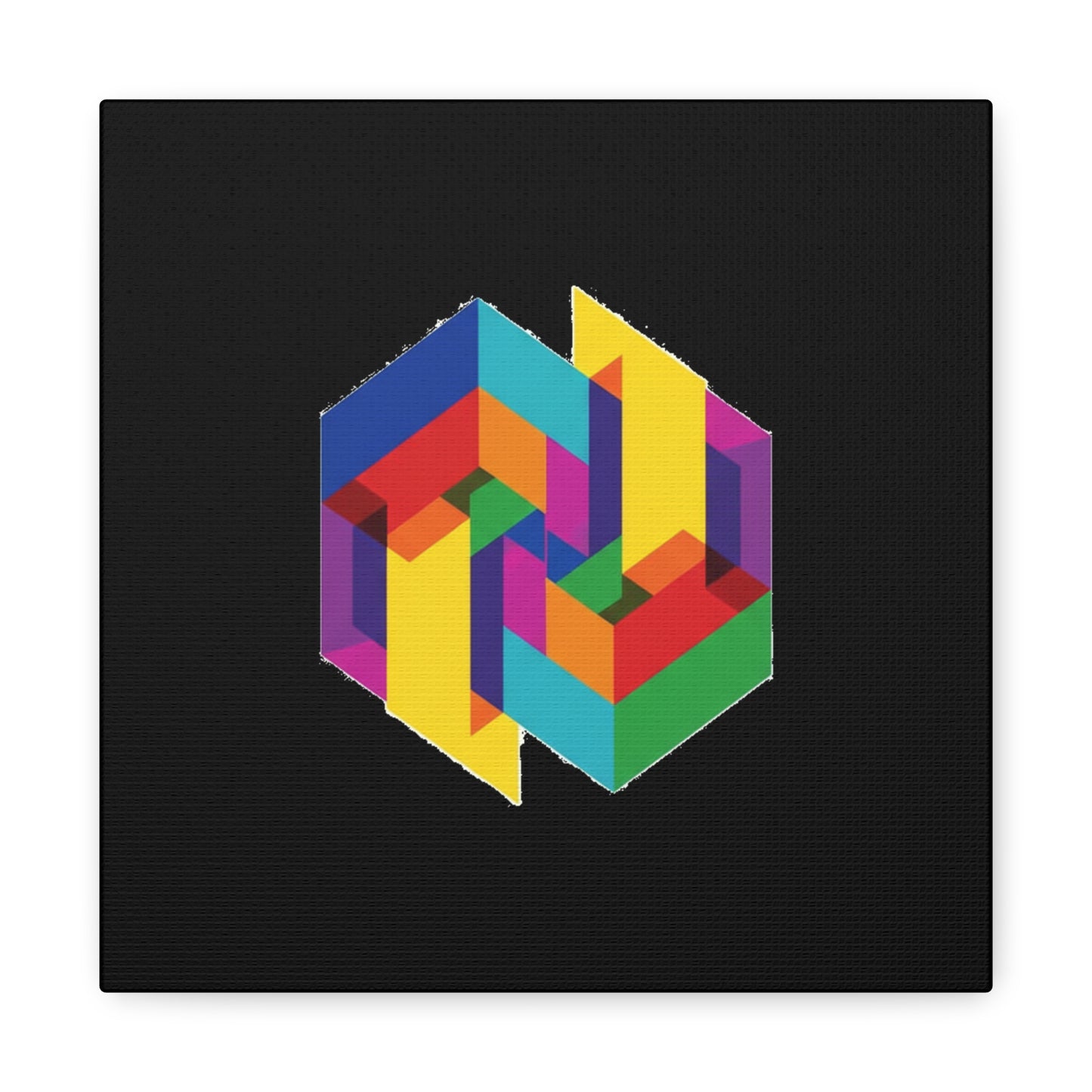 Colorful Geometric Cube Canvas Print — Modern Abstract Wall Art