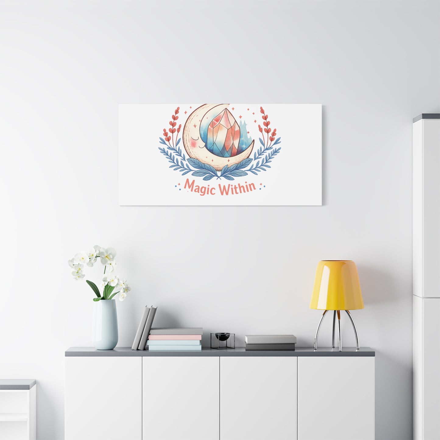 Magic Within Moon Crystal Canvas | witchcore, moon phase, crystals