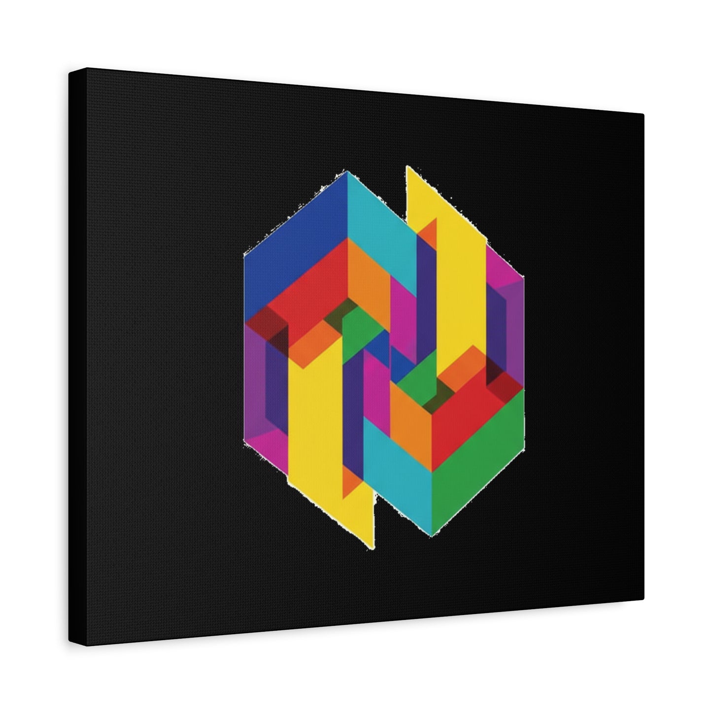 Colorful Geometric Cube Canvas Print — Modern Abstract Wall Art