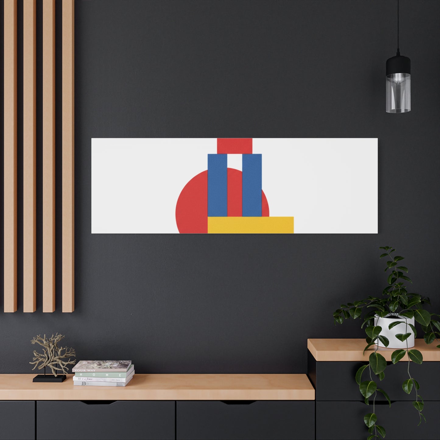 Abstract Geometric Shape Canvas Print — Minimalist Primary Color Wall Art