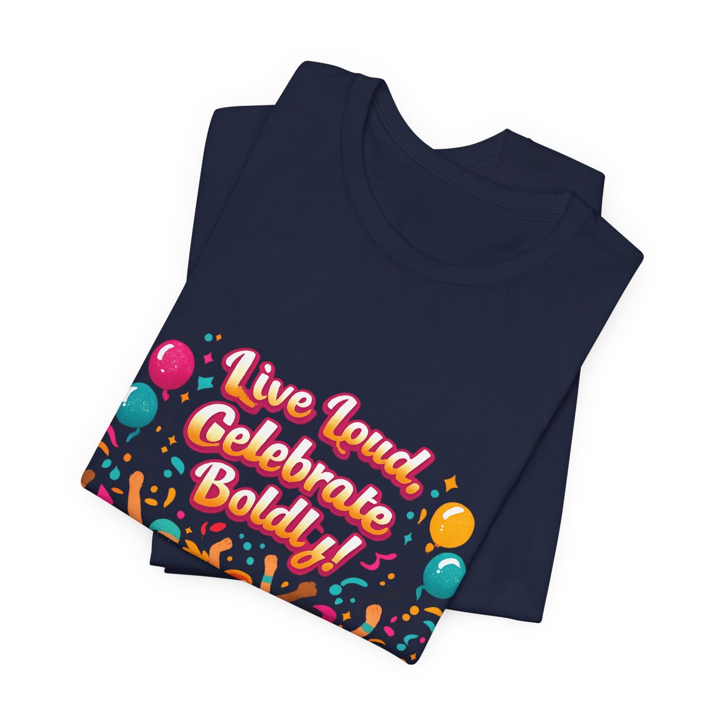 Celebrate Boldly T-Shirt | carnival confetti colorblocked neon brights