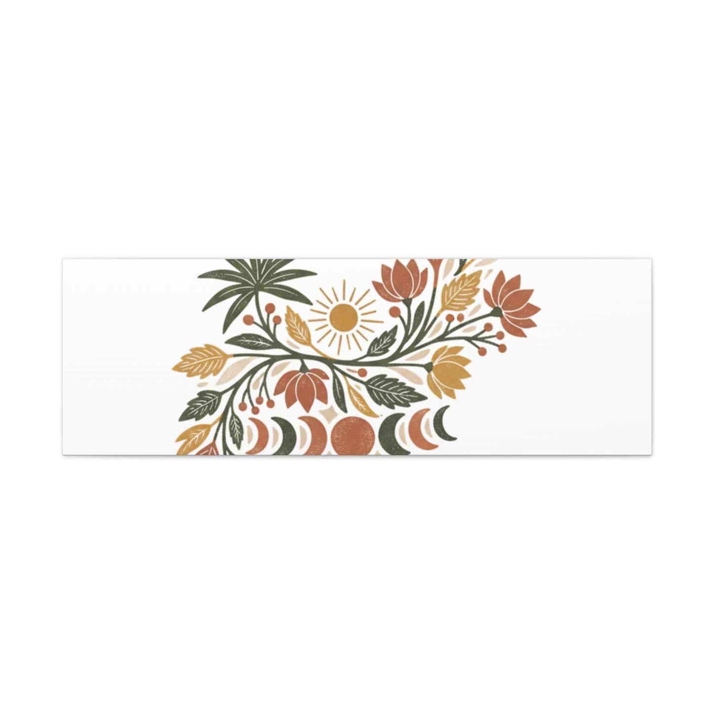 Boho Floral Moon Phase Canvas Print — Matte Stretched Wall Art