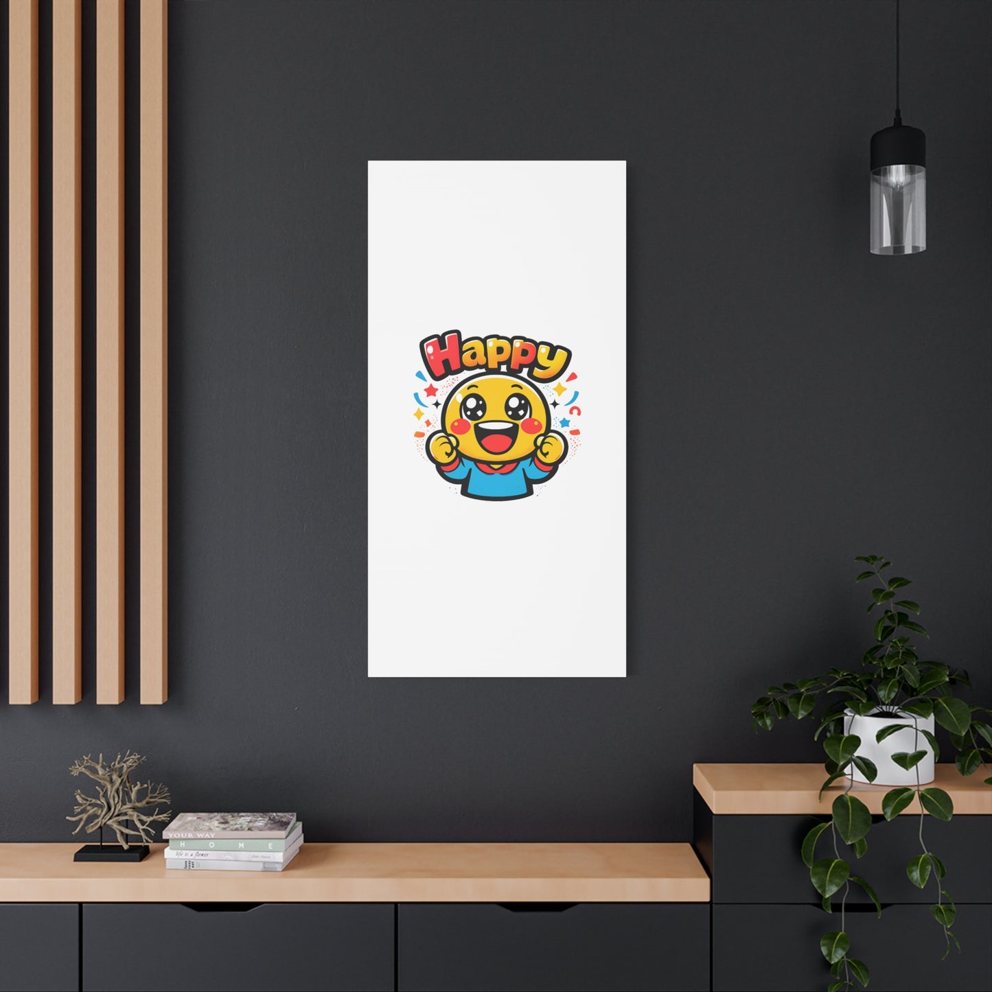 Happy Emoji Cartoon Canvas | Bold Cartoon, Thick Outline, Kawaii Minimal