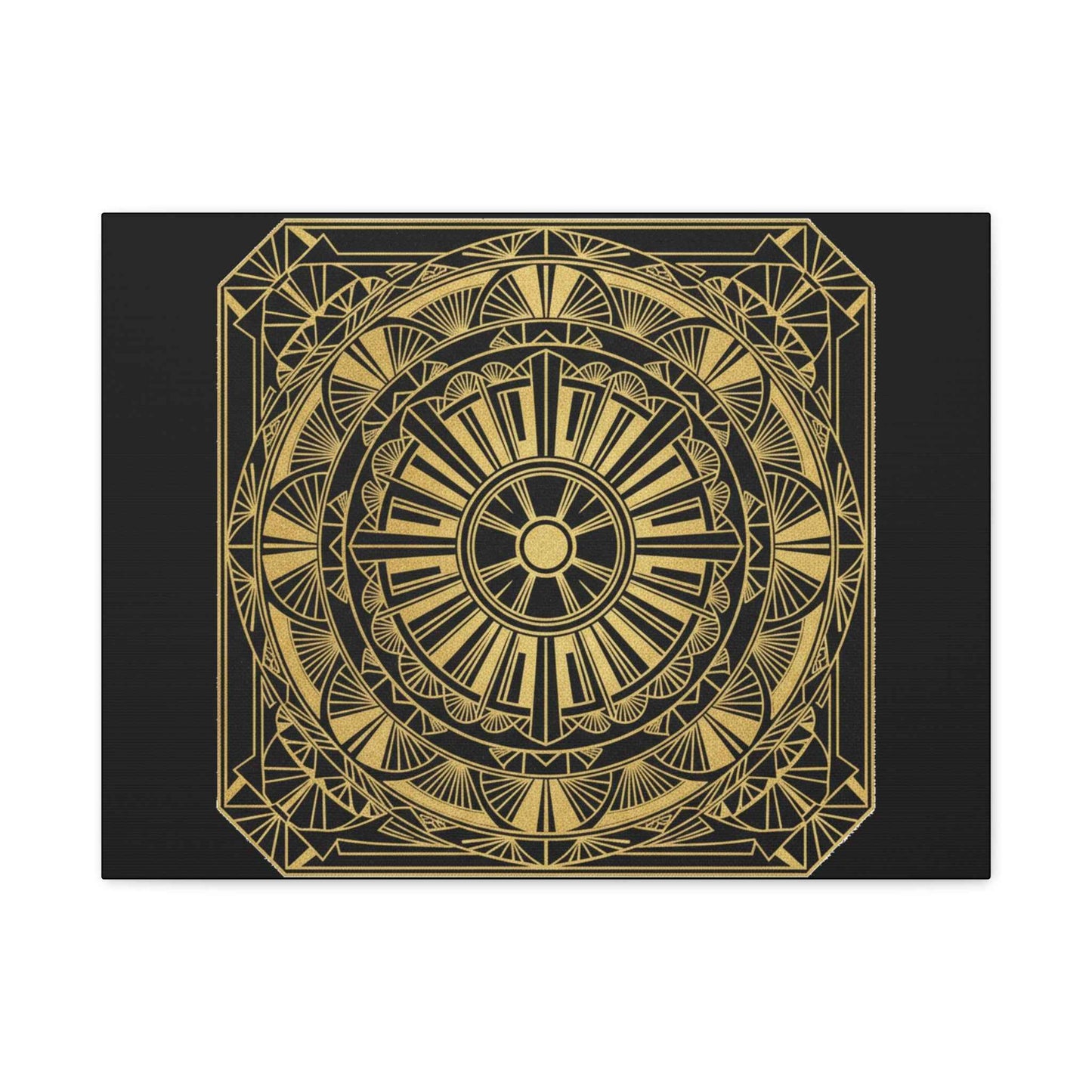 Gold Mandala Canvas Wall Art — Geometric Boho Matte Stretched Canvas