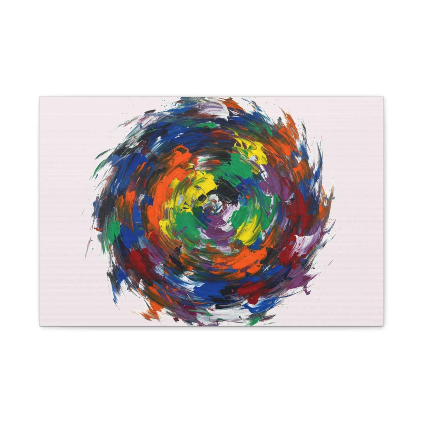 Abstract Color Swirl Canvas - Vibrant Circular Brushstroke Wall Art (Matte Stretched)