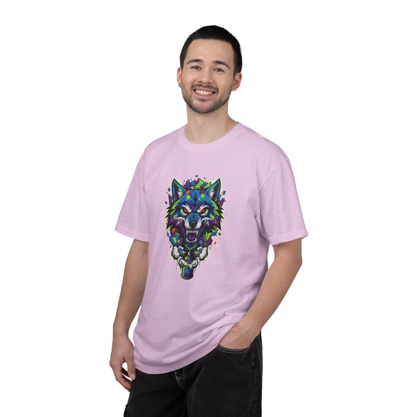 Colorful Geometric Wolf T-Shirt — Vibrant Tribal Wolf Graphic Tee