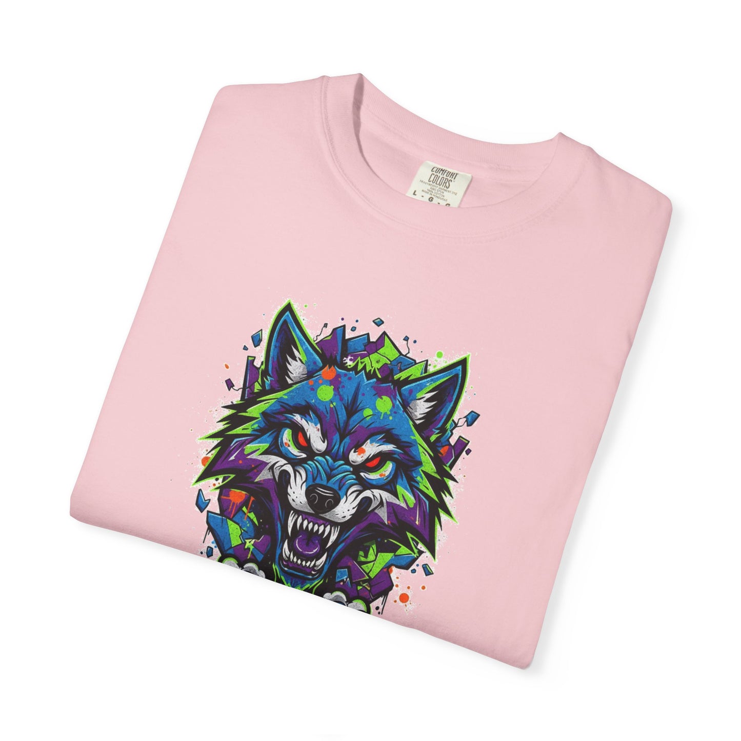 Colorful Geometric Wolf T-Shirt — Vibrant Tribal Wolf Graphic Tee