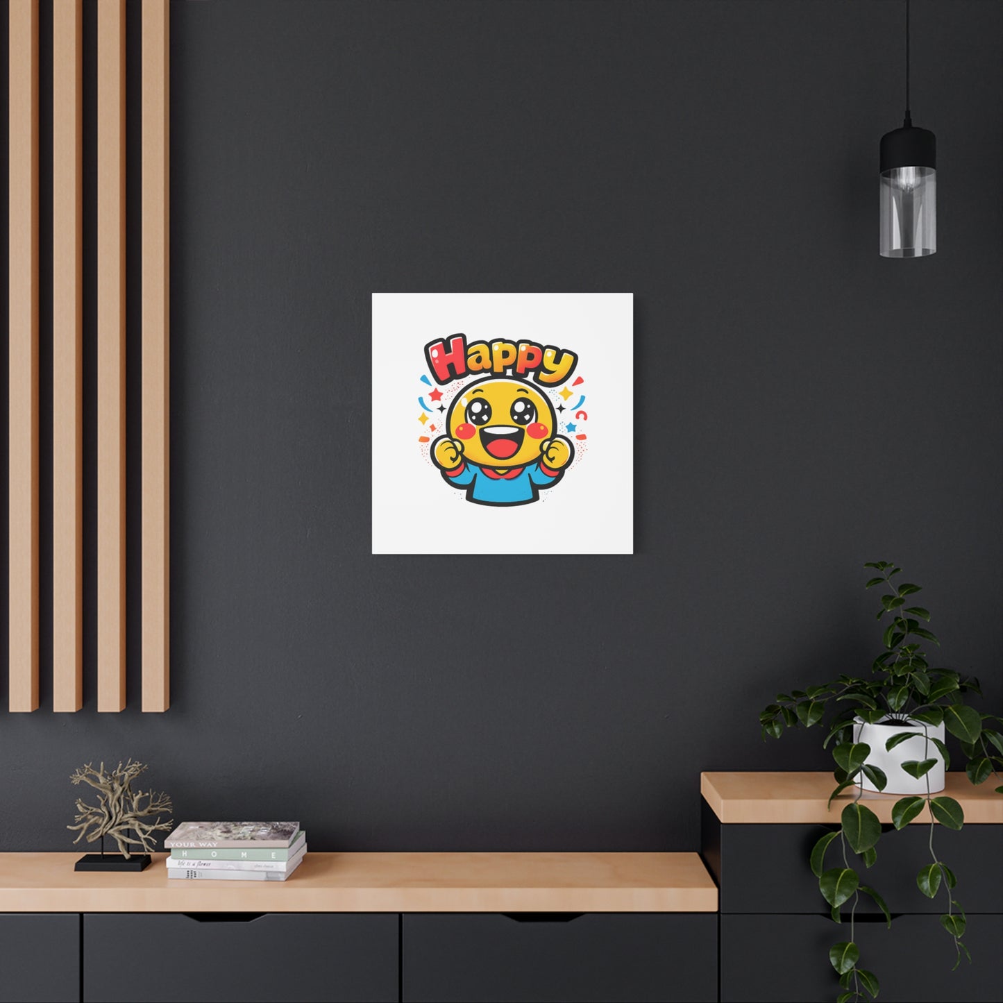 Happy Emoji Cartoon Canvas | Bold Cartoon, Thick Outline, Kawaii Minimal