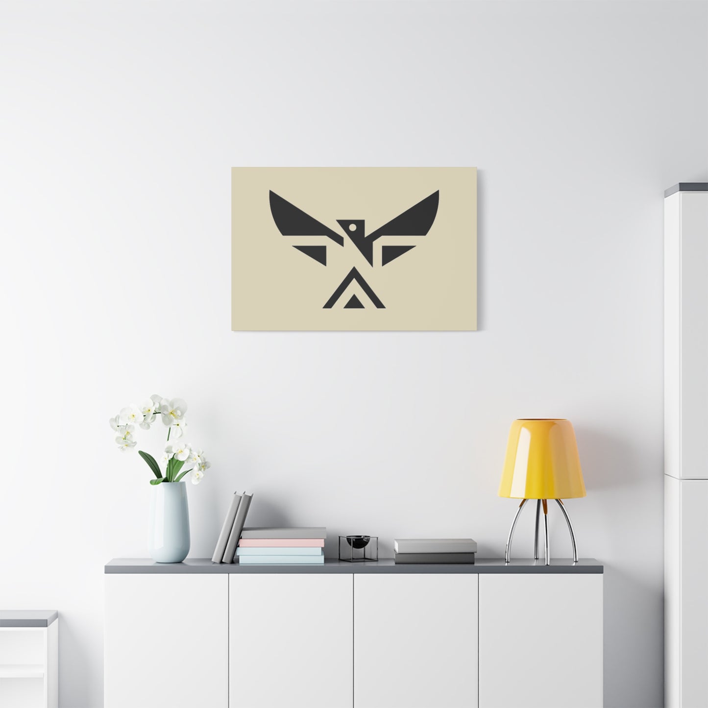 Minimalist Geometric Eagle Canvas Print — Modern Native-Inspired Wall Art