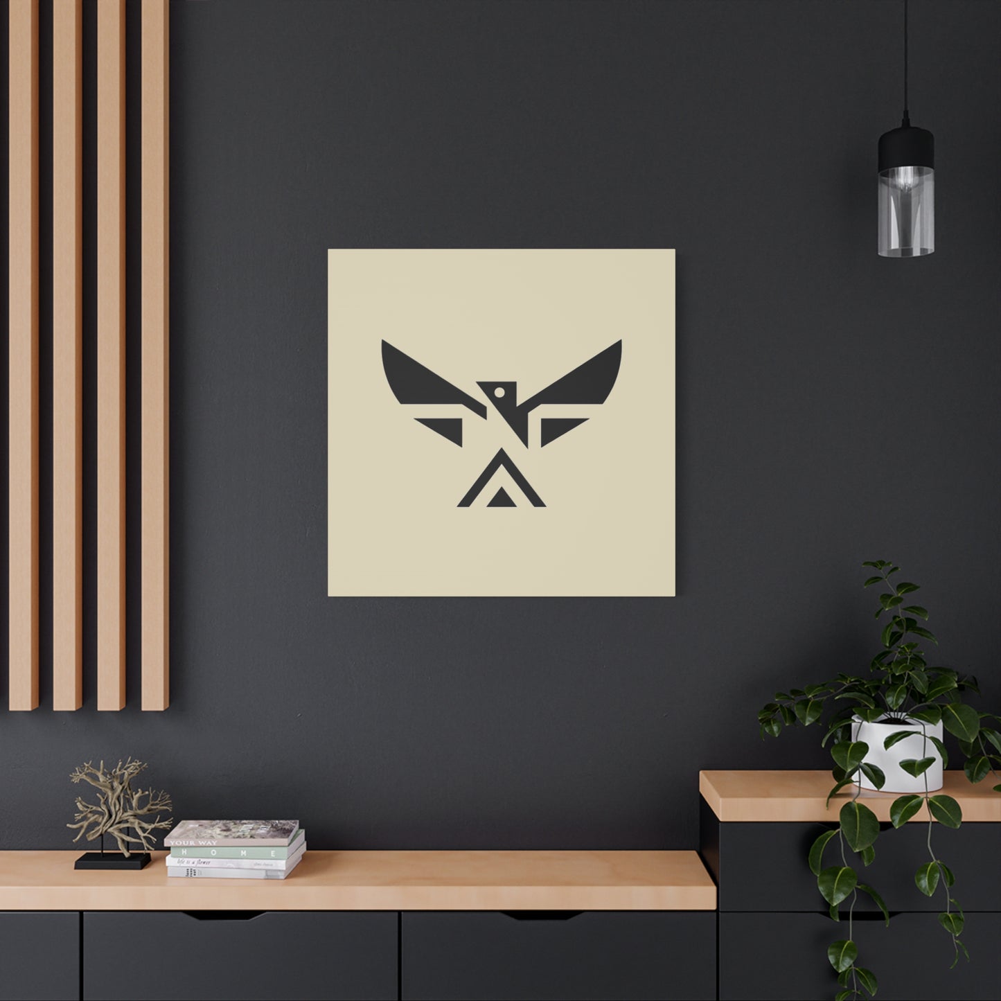 Minimalist Geometric Eagle Canvas Print — Modern Native-Inspired Wall Art