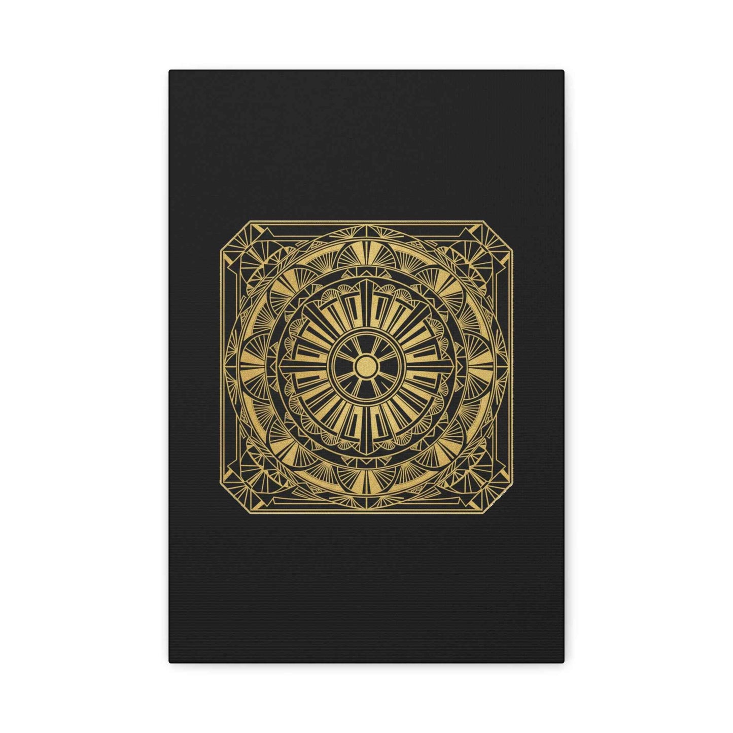 Gold Mandala Canvas Wall Art — Geometric Boho Matte Stretched Canvas
