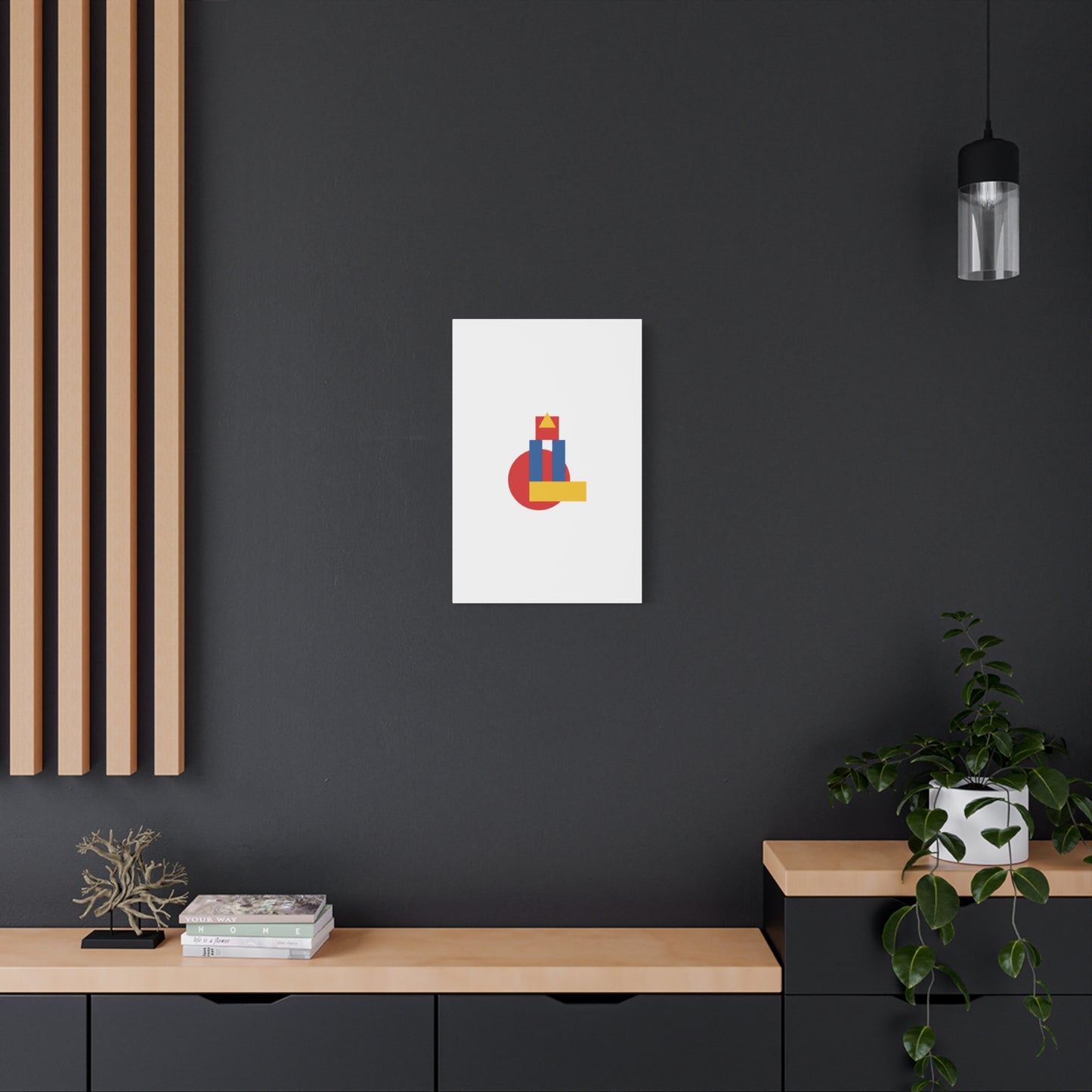 Abstract Geometric Shape Canvas Print — Minimalist Primary Color Wall Art