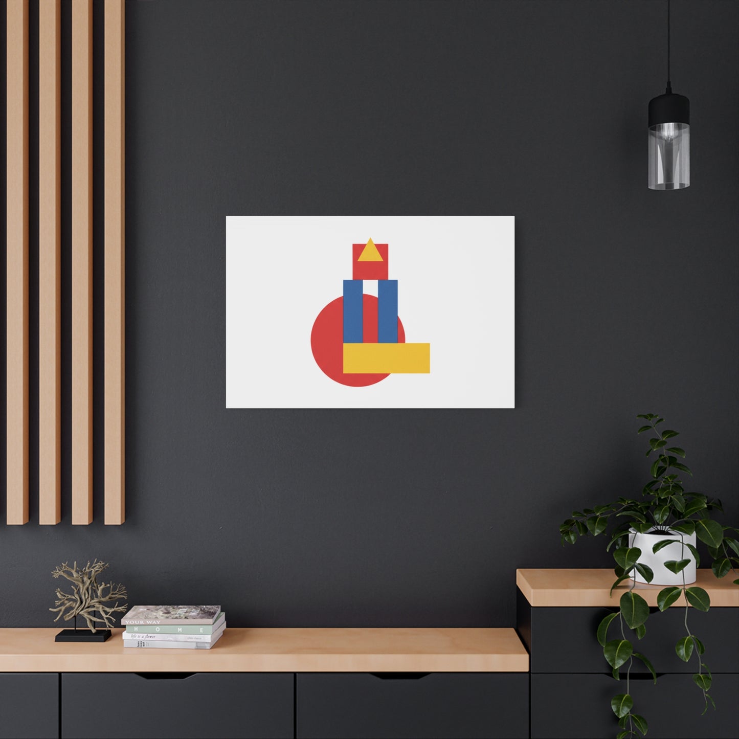 Abstract Geometric Shape Canvas Print — Minimalist Primary Color Wall Art