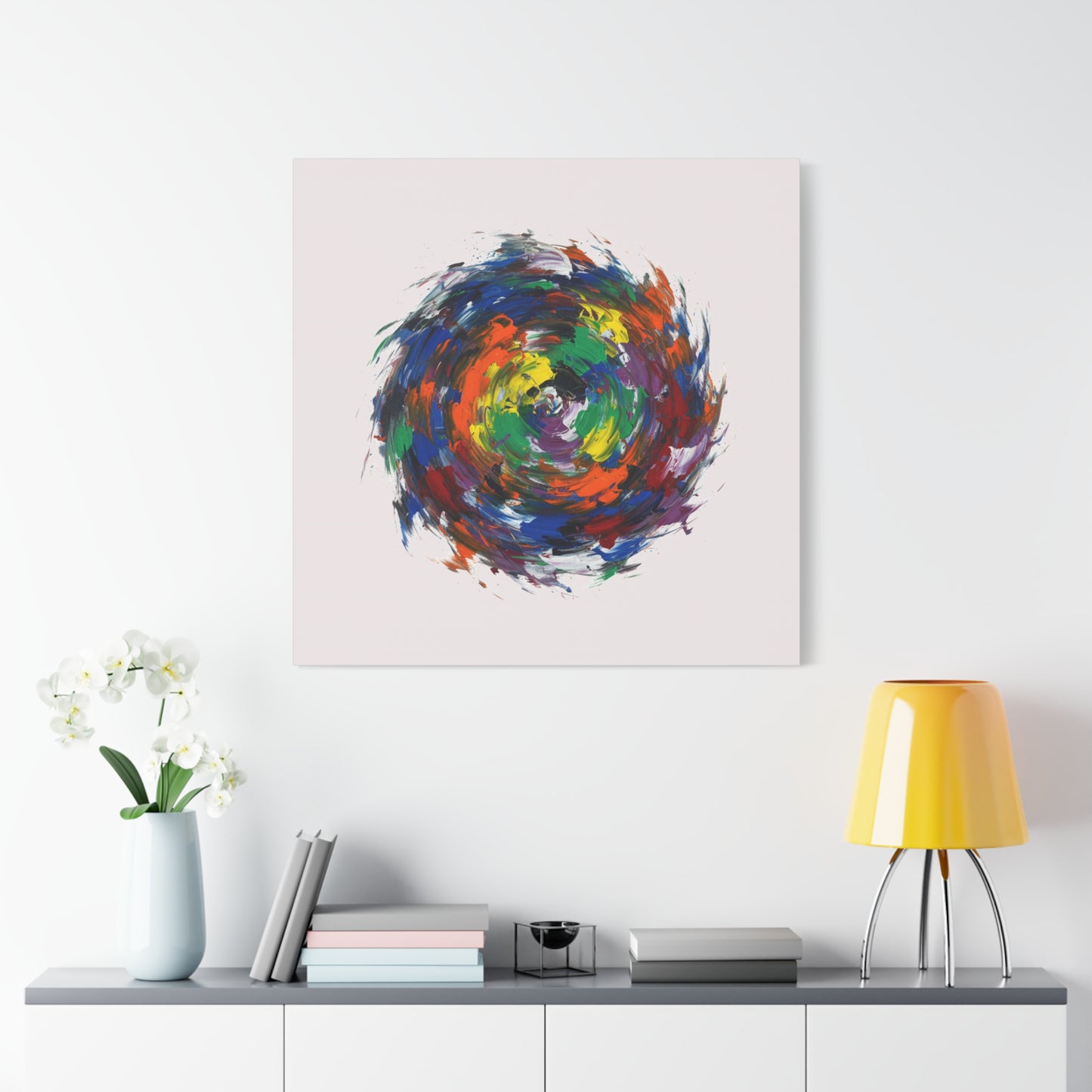 Abstract Color Swirl Canvas - Vibrant Circular Brushstroke Wall Art (Matte Stretched)