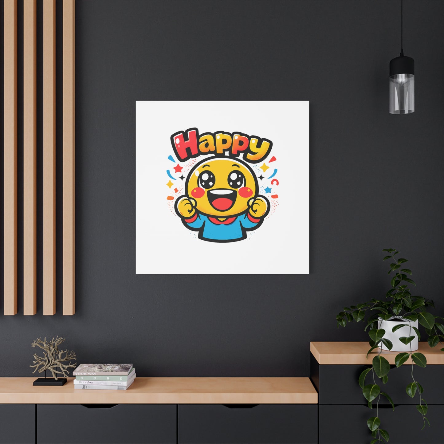 Happy Emoji Cartoon Canvas | Bold Cartoon, Thick Outline, Kawaii Minimal