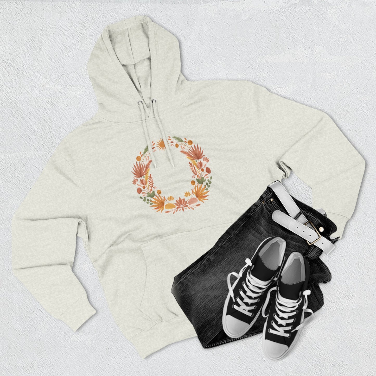 Floral Wreath Hoodie — Autumn Botanical Pullover