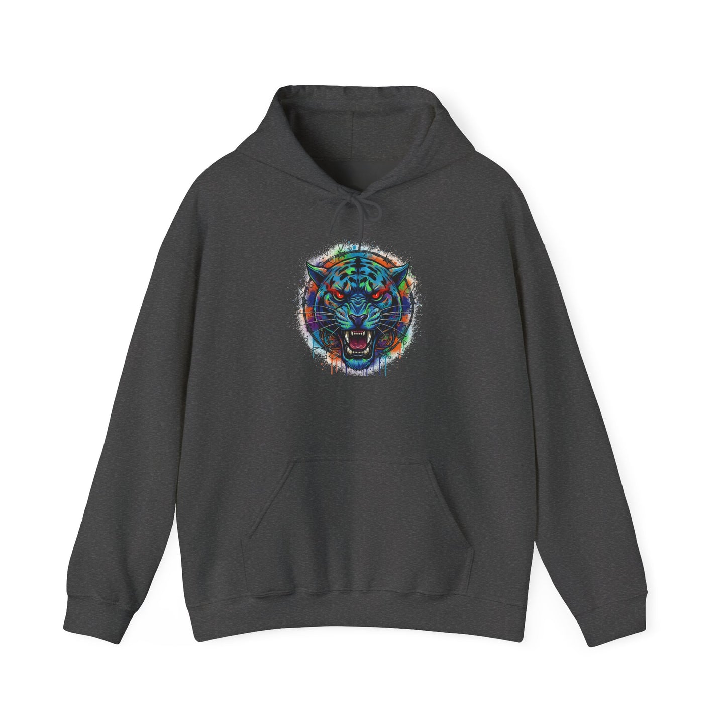Wolf Head Hoodie — Vibrant Tribal Neon Wolf Sweatshirt