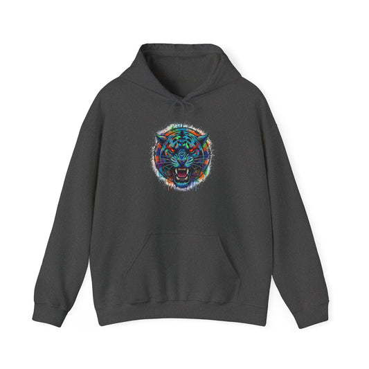 Wolf Head Hoodie — Vibrant Tribal Neon Wolf Sweatshirt
