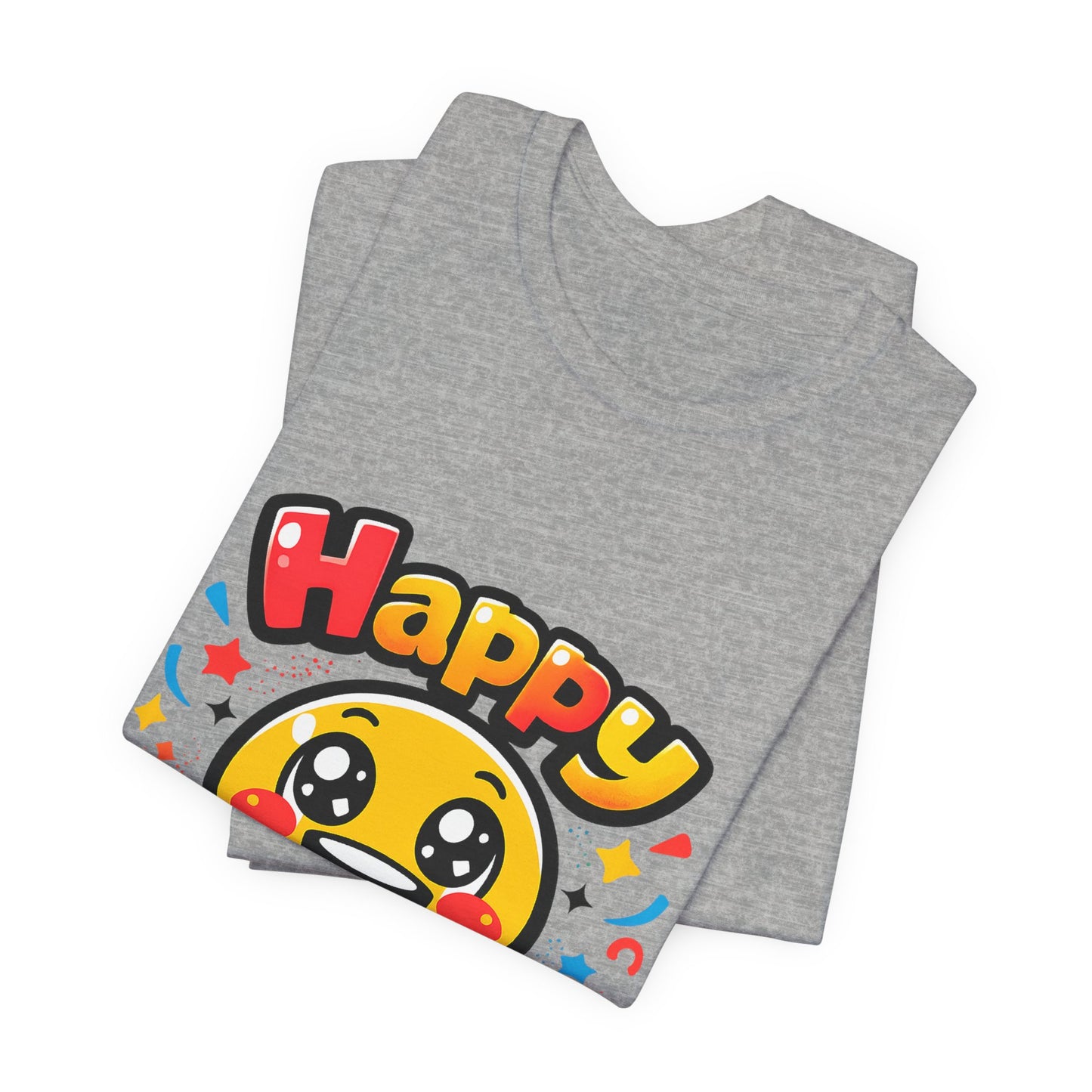 Happy Mood Face T-Shirt | kawaii minimal emoji cartoon, thick outline