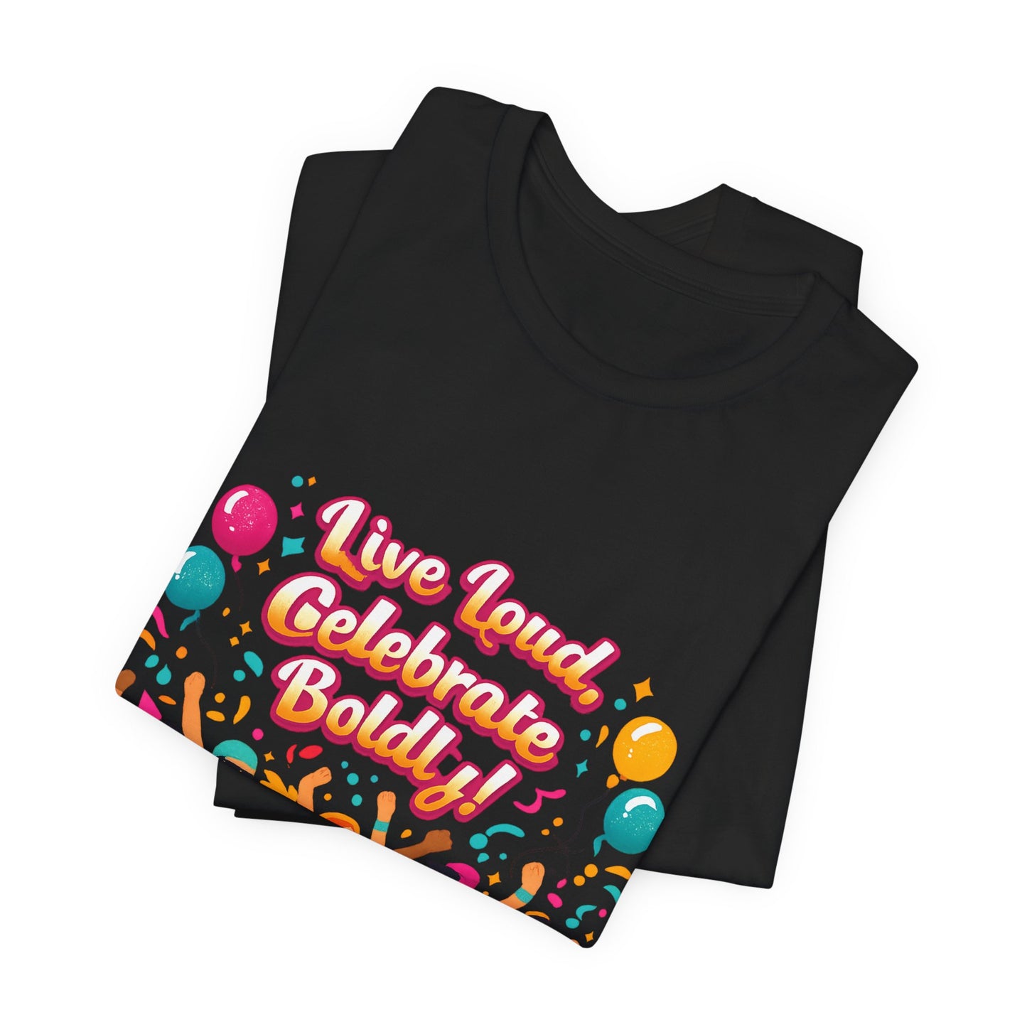Celebrate Boldly T-Shirt | carnival confetti colorblocked neon brights