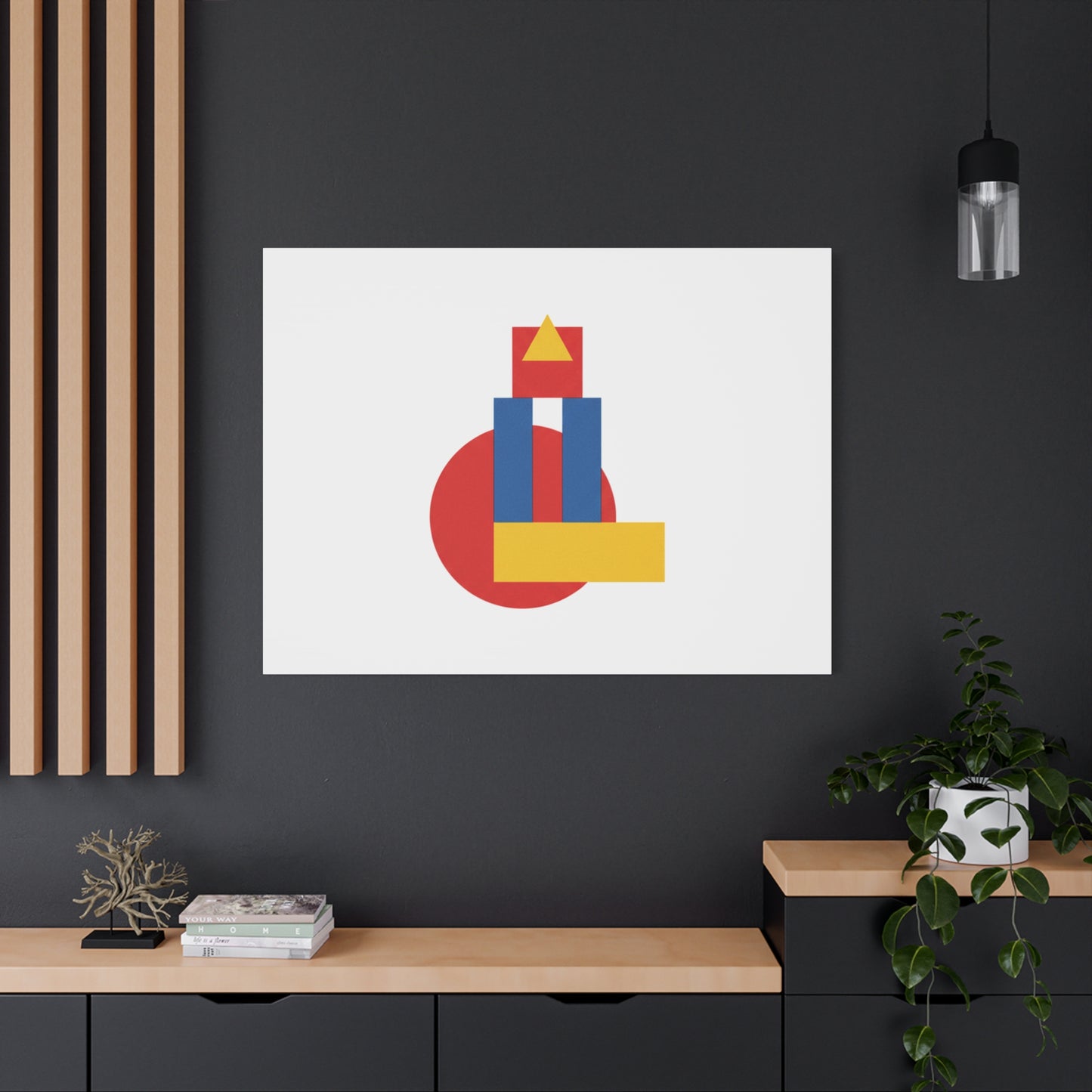 Abstract Geometric Shape Canvas Print — Minimalist Primary Color Wall Art
