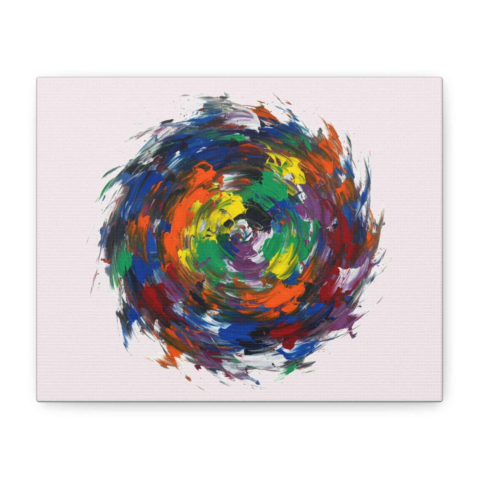 Abstract Color Swirl Canvas - Vibrant Circular Brushstroke Wall Art (Matte Stretched)