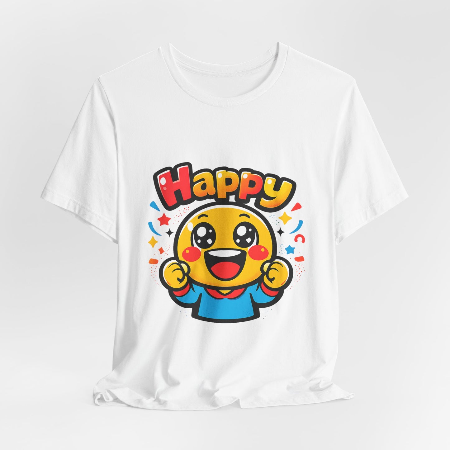 Happy Mood Face T-Shirt | kawaii minimal emoji cartoon, thick outline