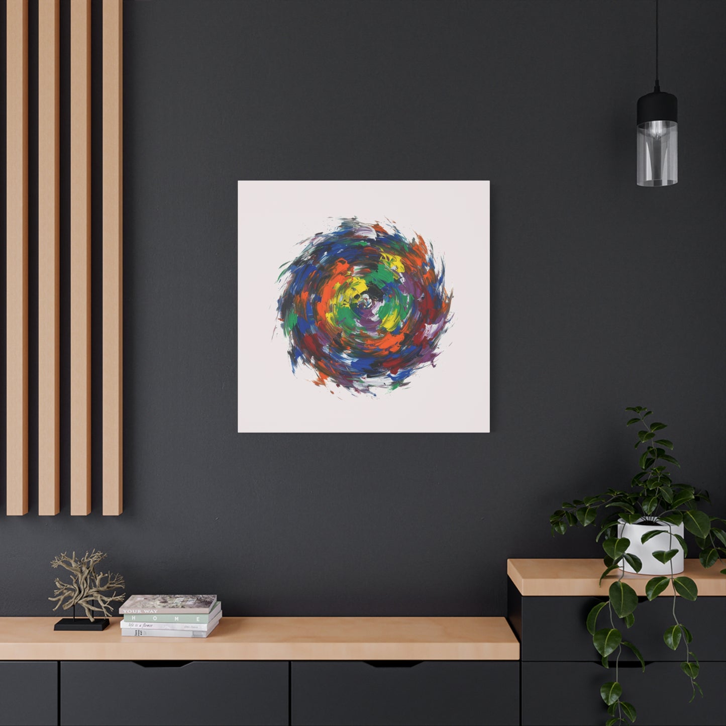 Abstract Color Swirl Canvas - Vibrant Circular Brushstroke Wall Art (Matte Stretched)