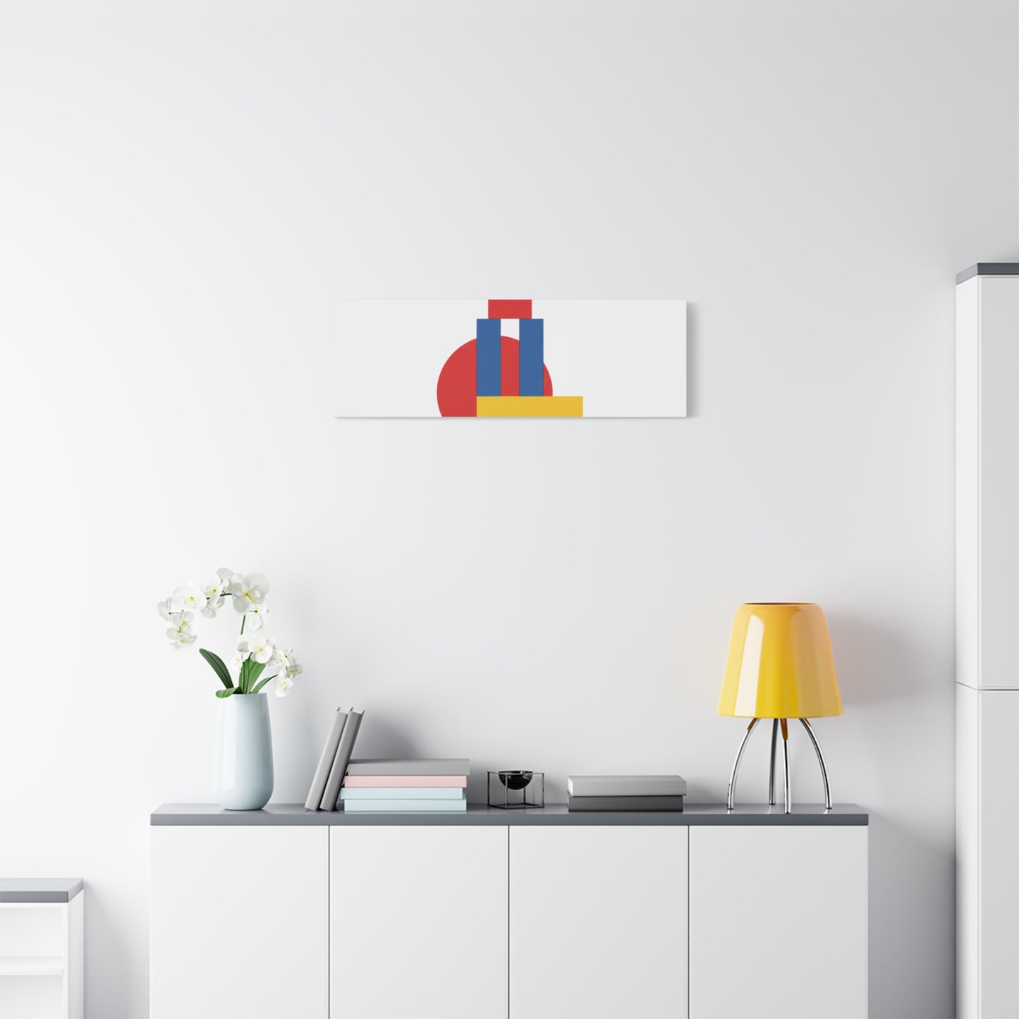 Abstract Geometric Shape Canvas Print — Minimalist Primary Color Wall Art