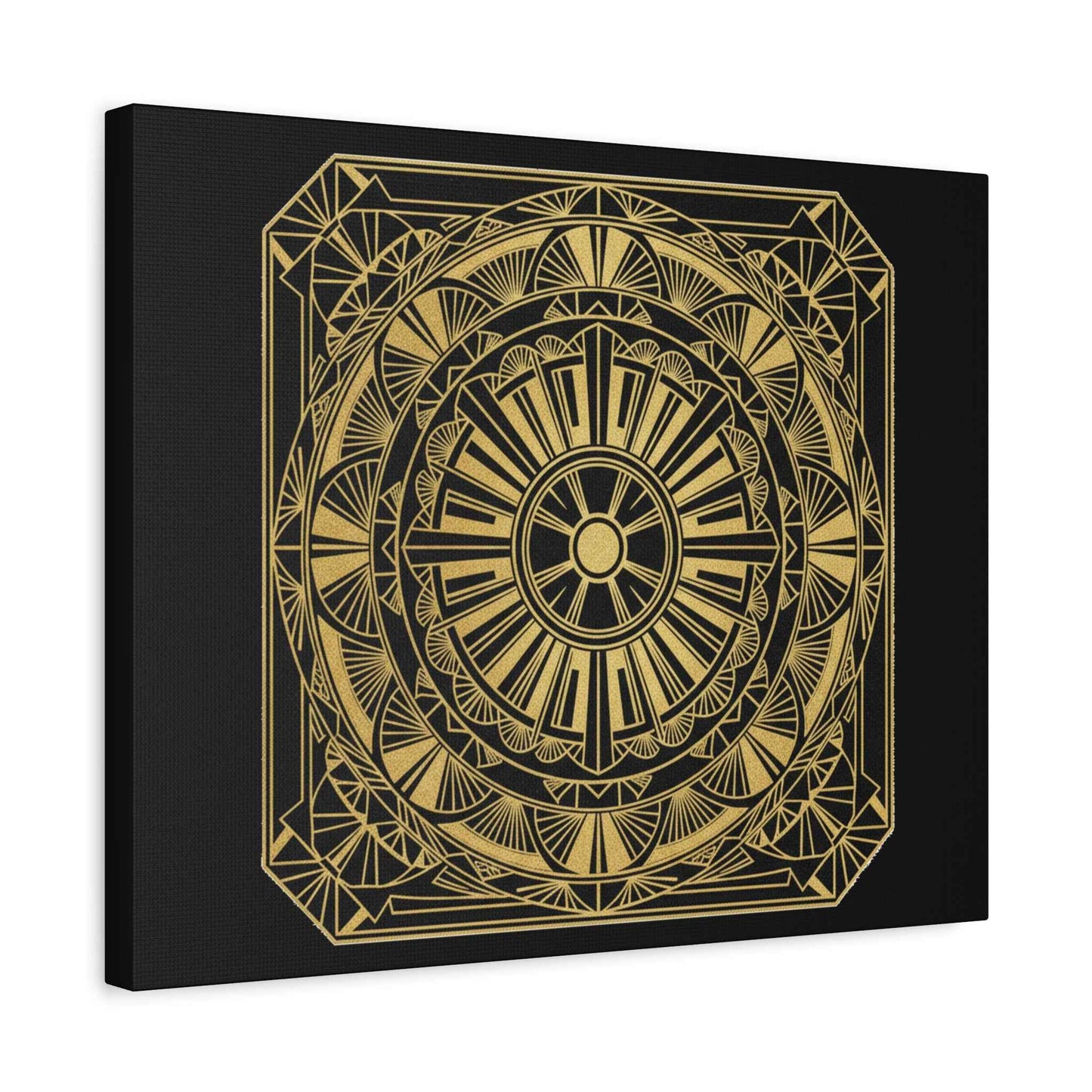 Gold Mandala Canvas Wall Art — Geometric Boho Matte Stretched Canvas