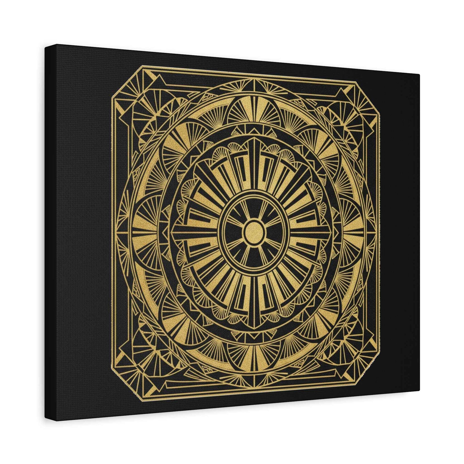 Gold Mandala Canvas Wall Art — Geometric Boho Matte Stretched Canvas