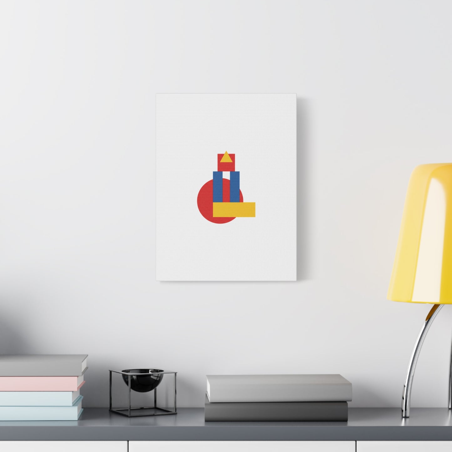 Abstract Geometric Shape Canvas Print — Minimalist Primary Color Wall Art