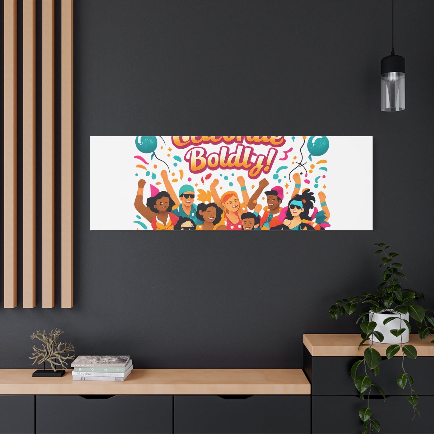 Live Loud Celebrate Boldly Canvas | Carnival Fiesta Confetti, Neon brights