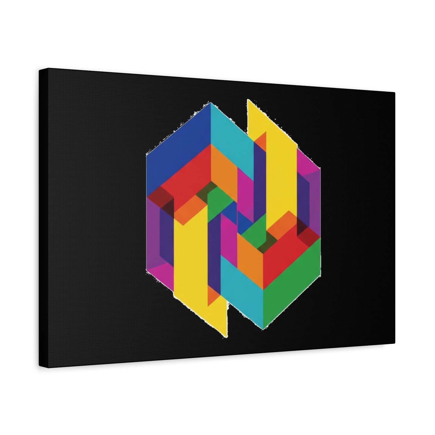 Colorful Geometric Cube Canvas Print — Modern Abstract Wall Art