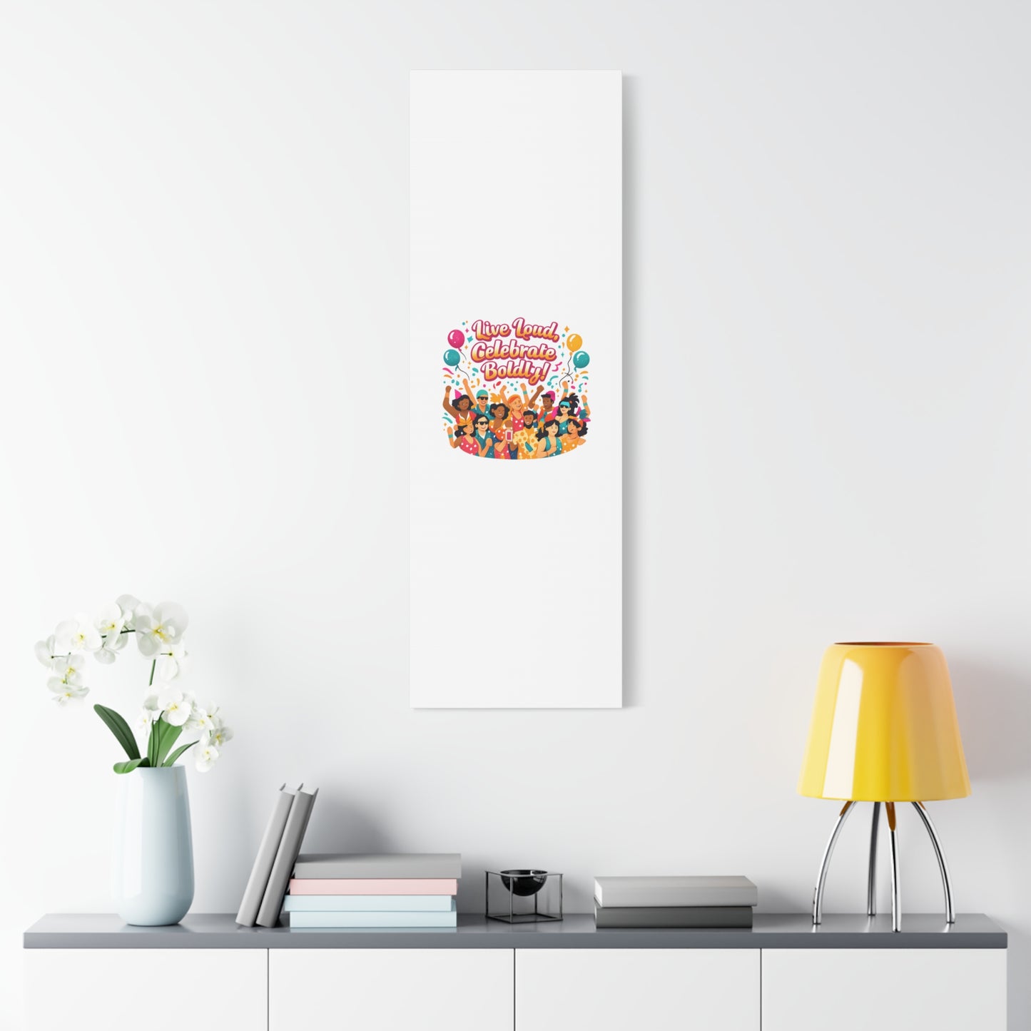 Live Loud Celebrate Boldly Canvas | Carnival Fiesta Confetti, Neon brights