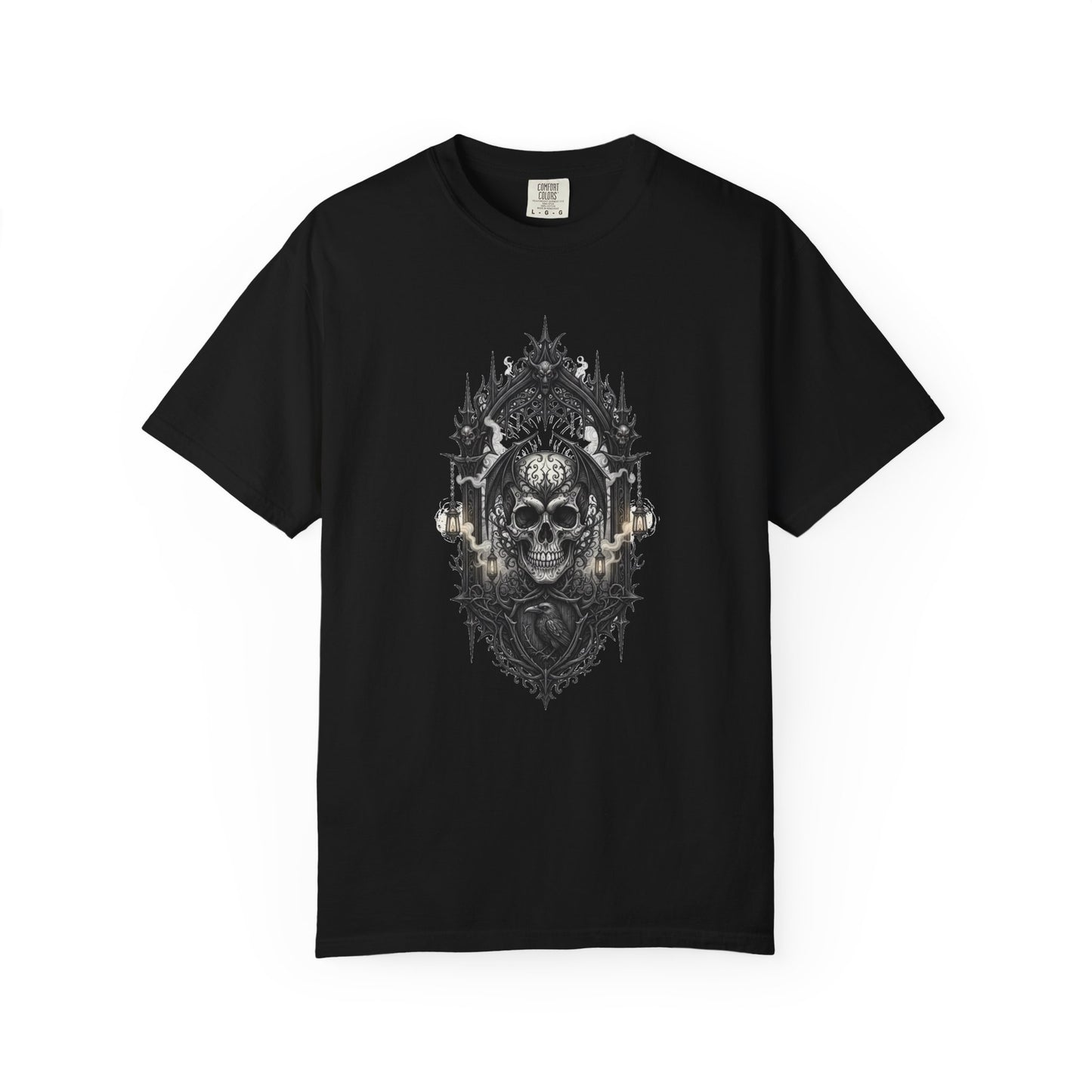 Skull Cathedral T-Shirt — Gothic Skull & Candle Graphic Tee