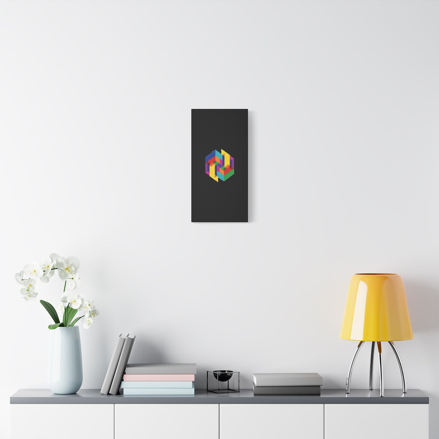 Colorful Geometric Cube Canvas Print — Modern Abstract Wall Art