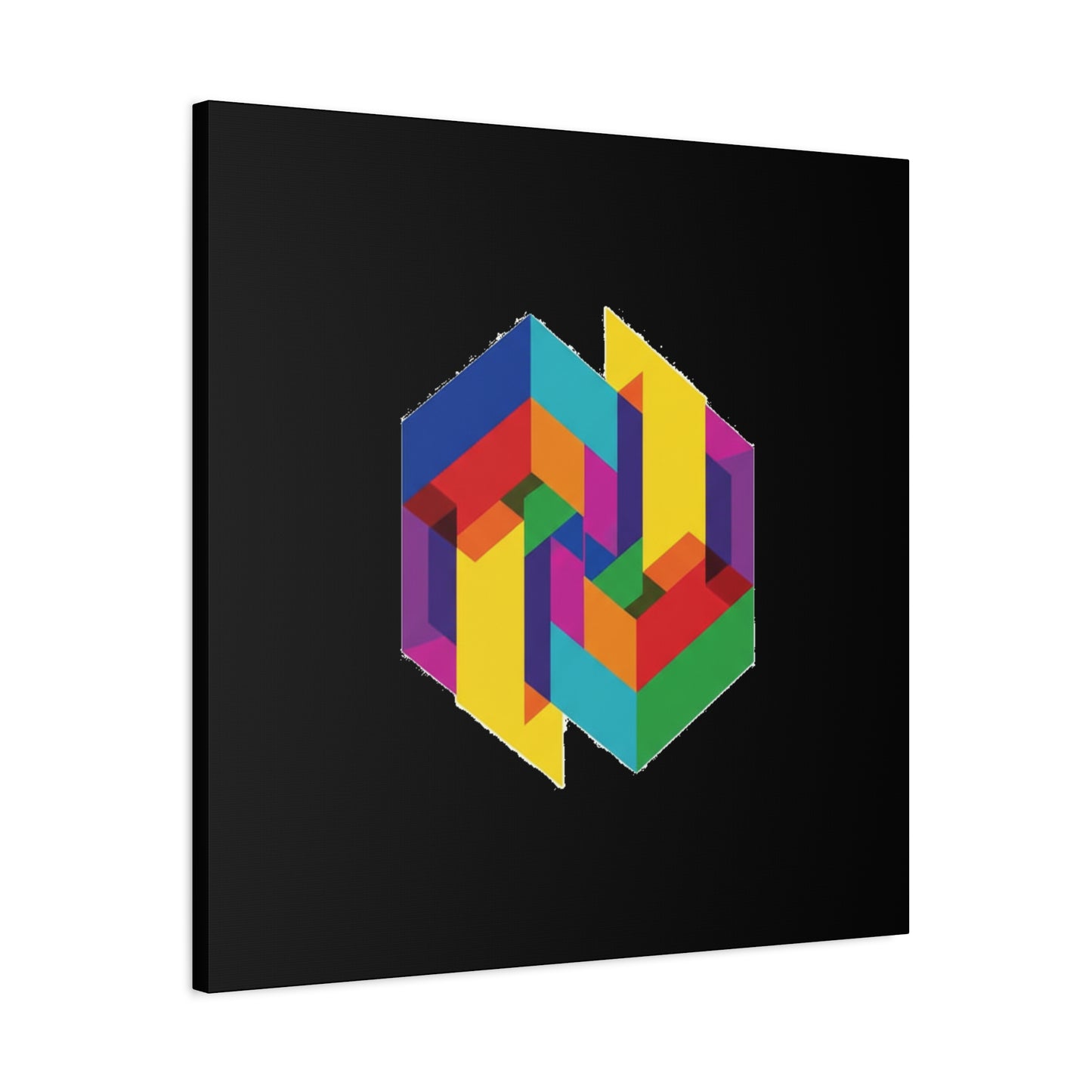 Colorful Geometric Cube Canvas Print — Modern Abstract Wall Art