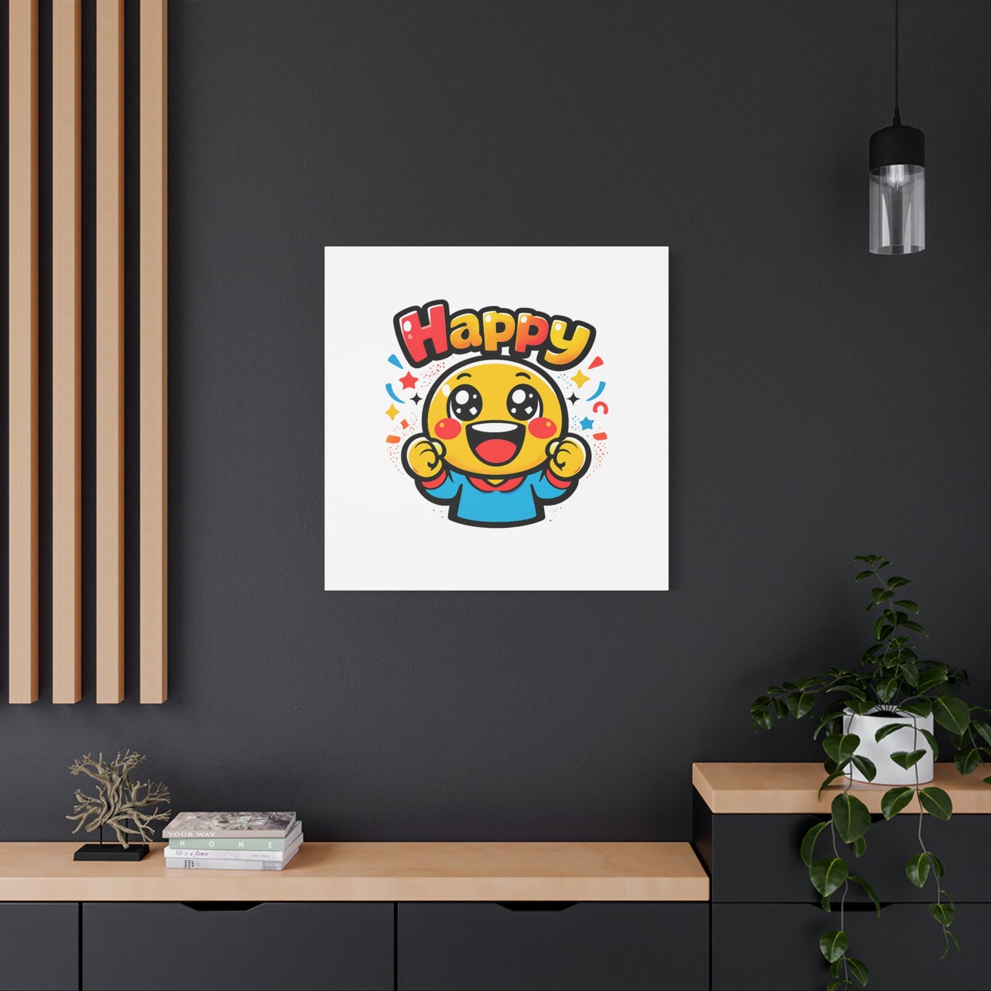 Happy Emoji Cartoon Canvas | Bold Cartoon, Thick Outline, Kawaii Minimal