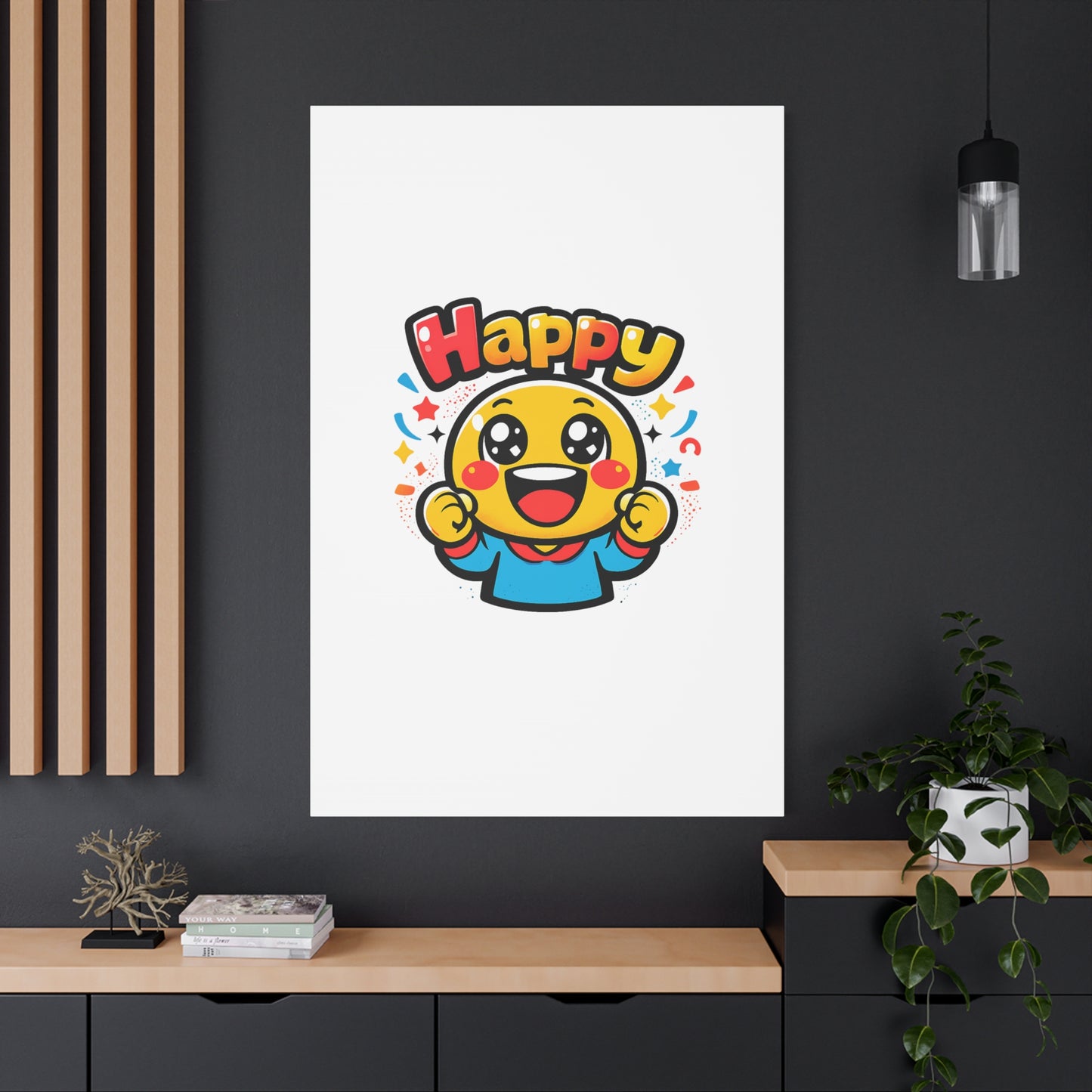 Happy Emoji Cartoon Canvas | Bold Cartoon, Thick Outline, Kawaii Minimal