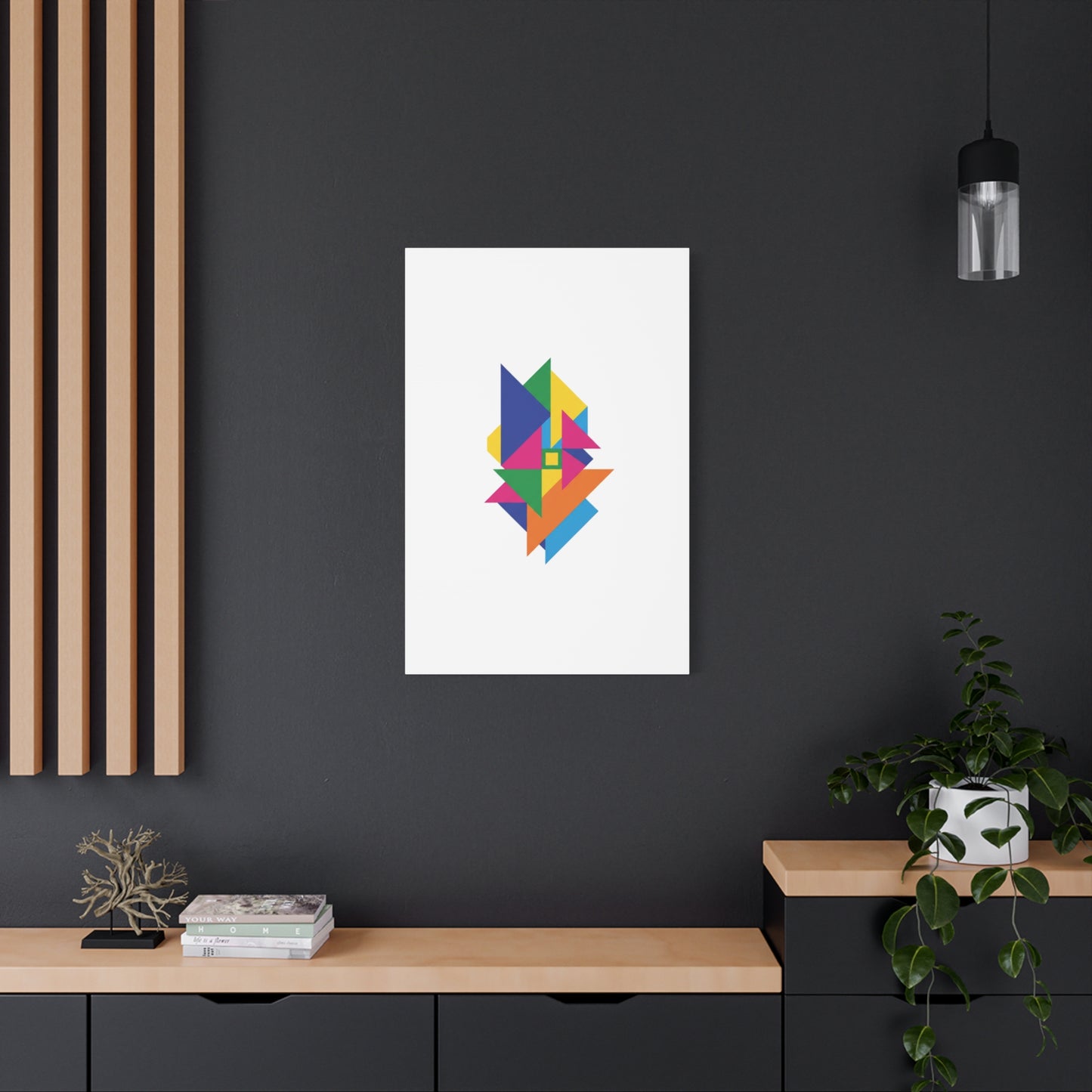 Abstract Geometric Art Canvas — Colorful Modern Stretched Wall Art