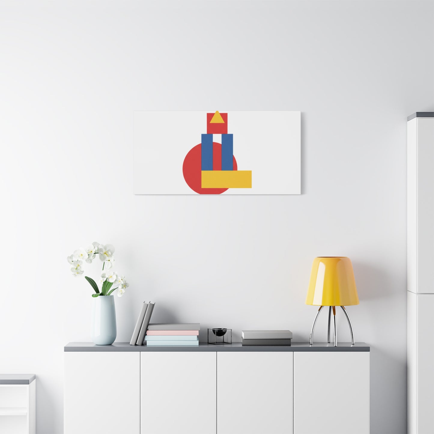 Abstract Geometric Shape Canvas Print — Minimalist Primary Color Wall Art