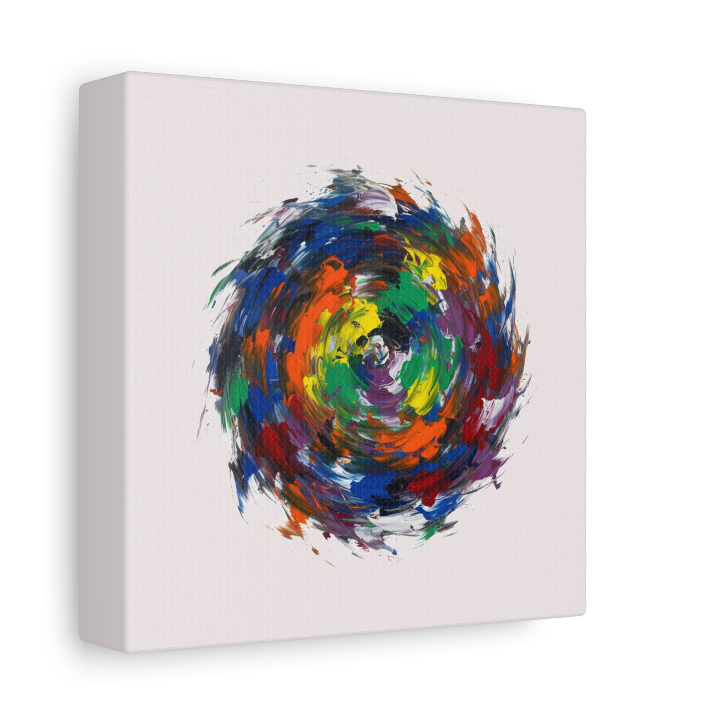 Abstract Color Swirl Canvas - Vibrant Circular Brushstroke Wall Art (Matte Stretched)