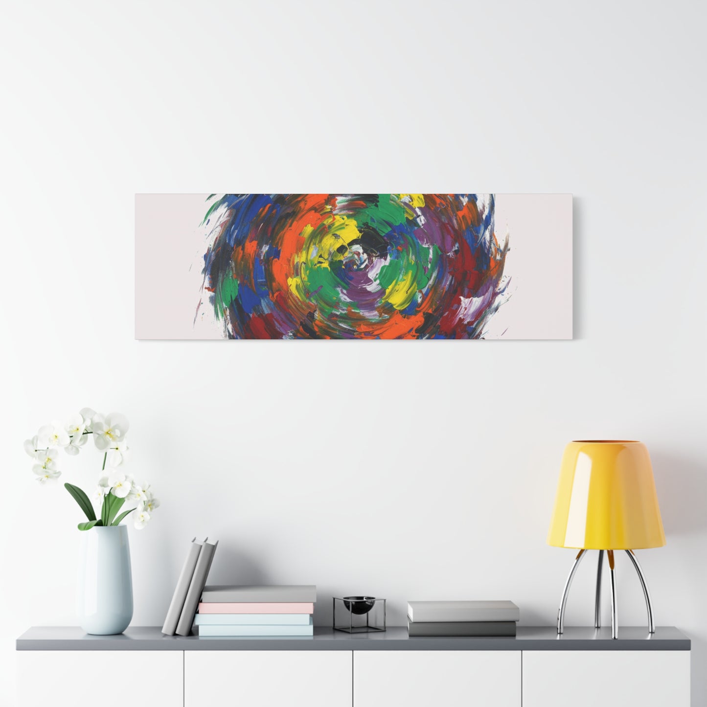 Abstract Color Swirl Canvas - Vibrant Circular Brushstroke Wall Art (Matte Stretched)