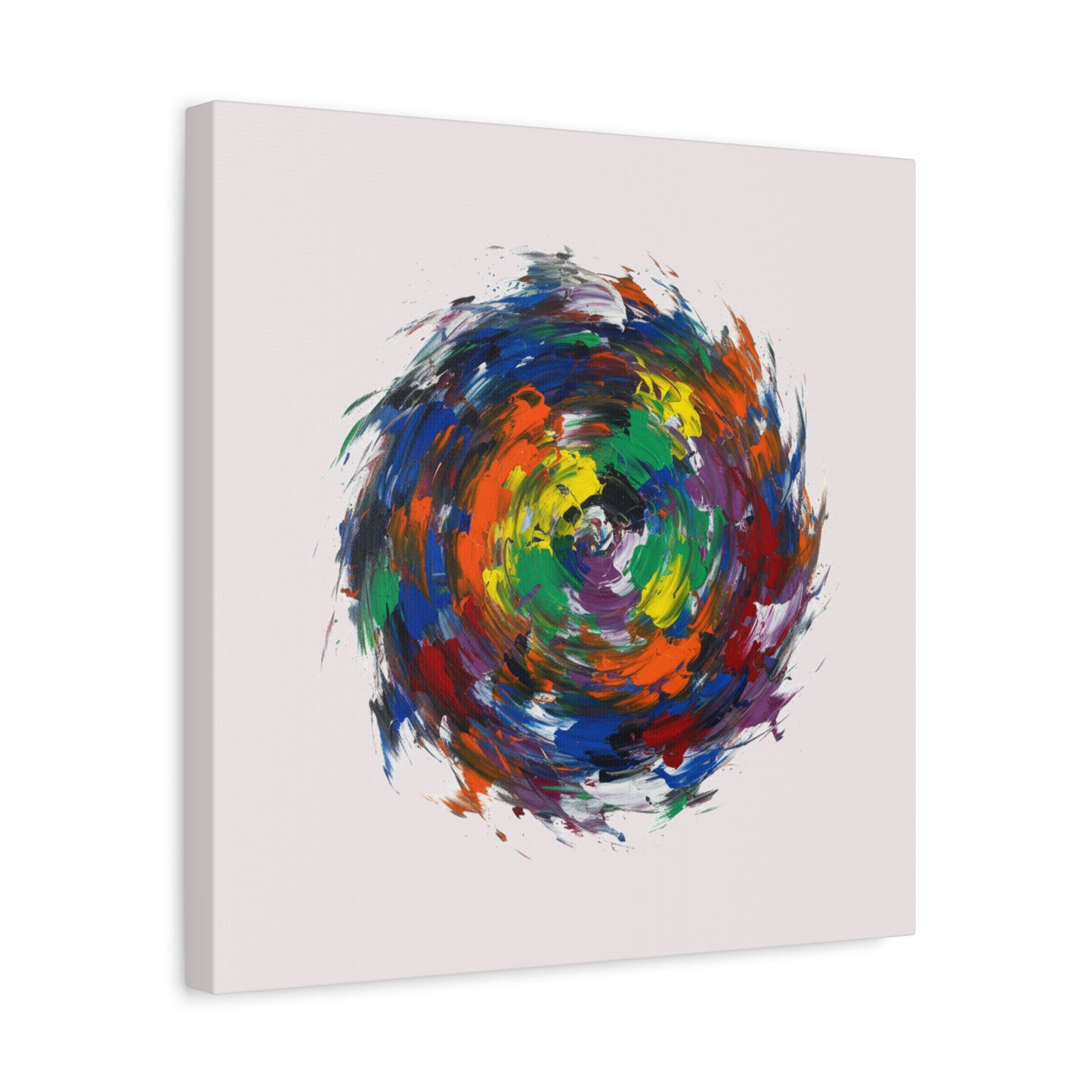 Abstract Color Swirl Canvas - Vibrant Circular Brushstroke Wall Art (Matte Stretched)