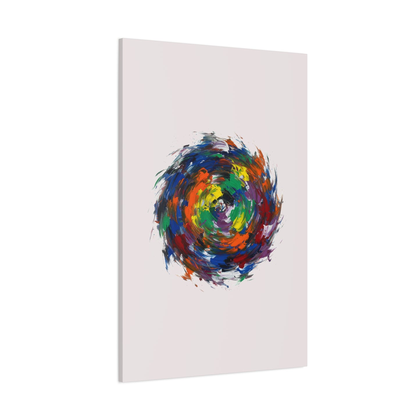 Abstract Color Swirl Canvas - Vibrant Circular Brushstroke Wall Art (Matte Stretched)